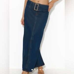 Lioness Blue Denim Maxi Skirt with Belt NWT Size medium